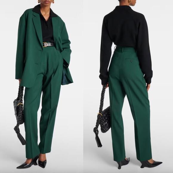 The Frankie Shop NWT | Bea High Waisted Pleated Forest Green Trousers  XS - Picture 14 of 14